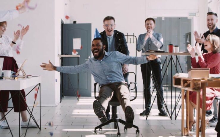 male enjoying his workplace